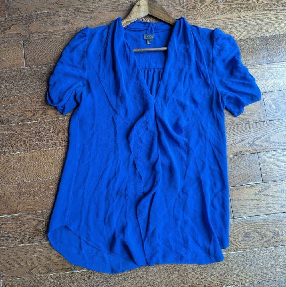 Aritzia BABATON Royal Blue Tinsley 100% Silk Blouse Size XS Fairy  Grunge Luxury - Picture 3 of 9